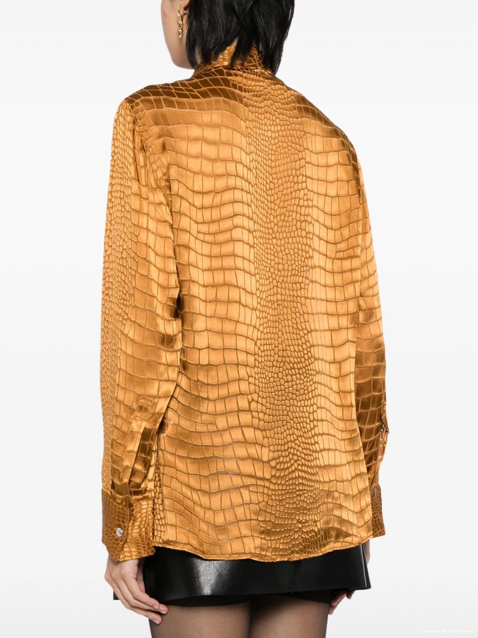 Affordable Versace croc-effect shirt Women scarf-tie 0716